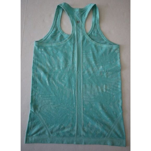 Lululemon Women Sz 4 Teal Bali Breeze Print Swiftly Tech Racerback Tank Top - Picture 2 of 4